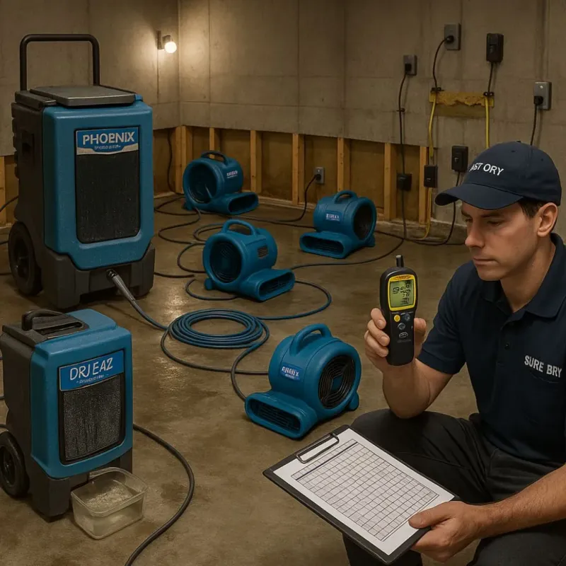 Structural Drying and Dehumidification process in Porter, ME